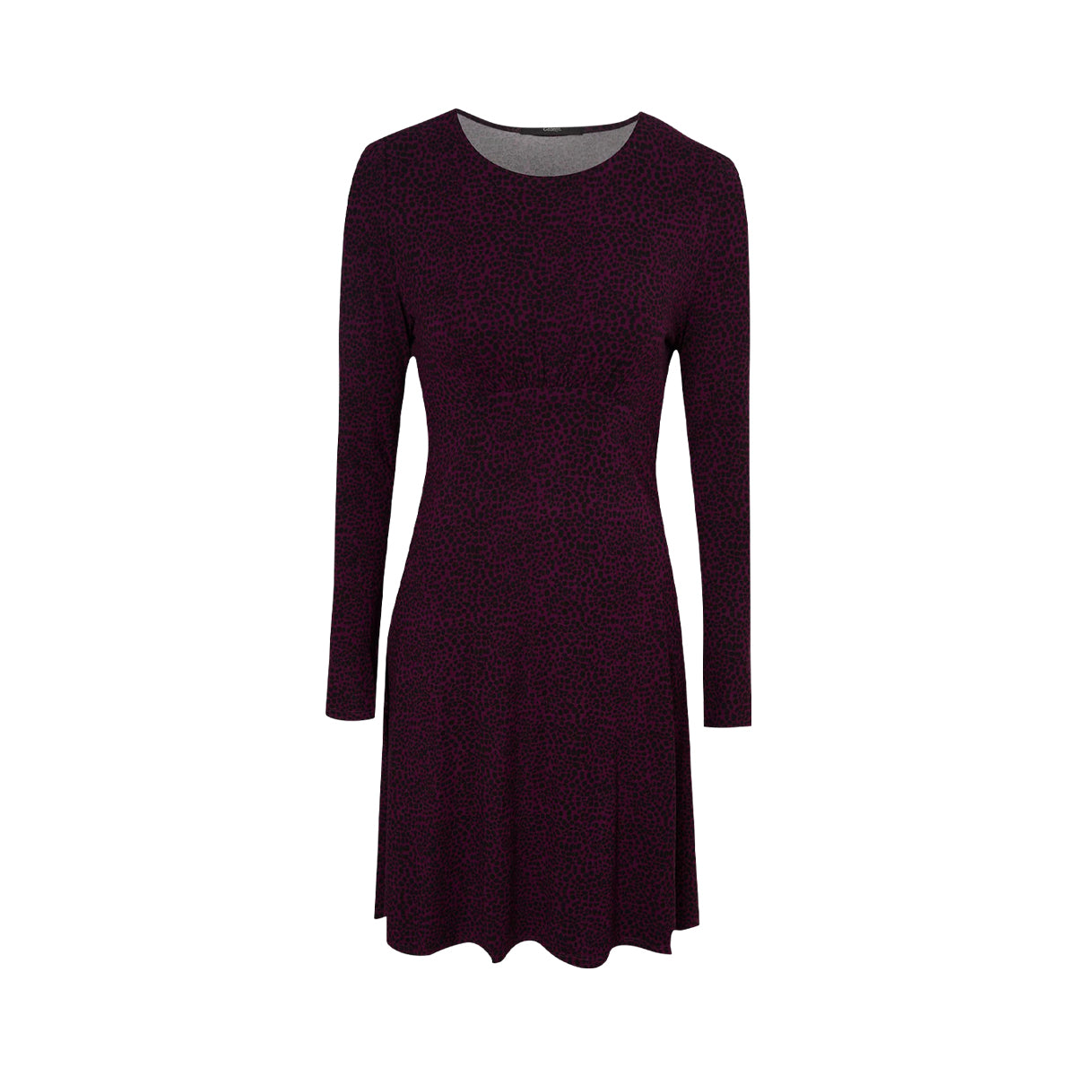 Womens Long Sleeve Crew Neck Printed Mini Dress