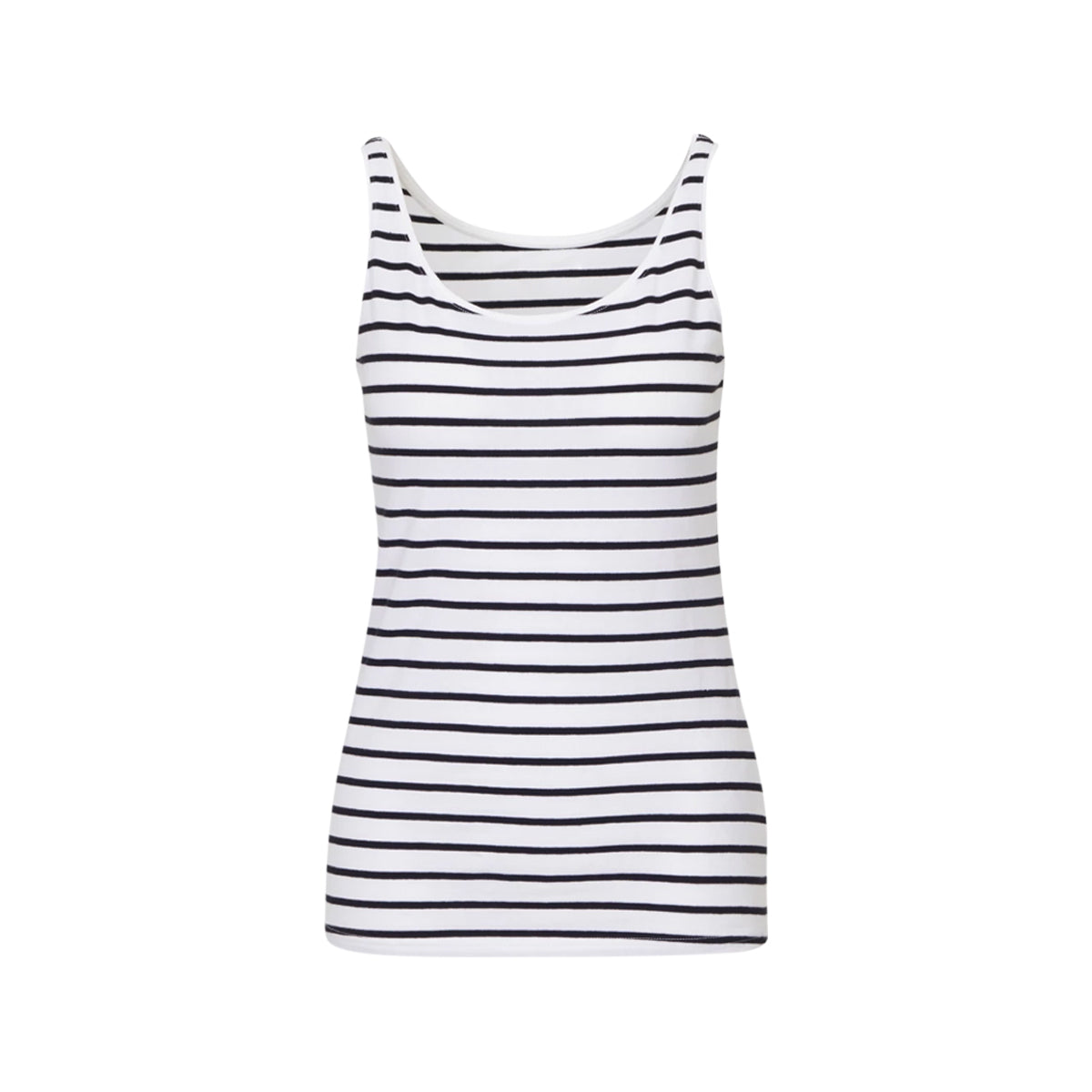 Womens Cotton Stretch Round Neck Striped Tank Top
