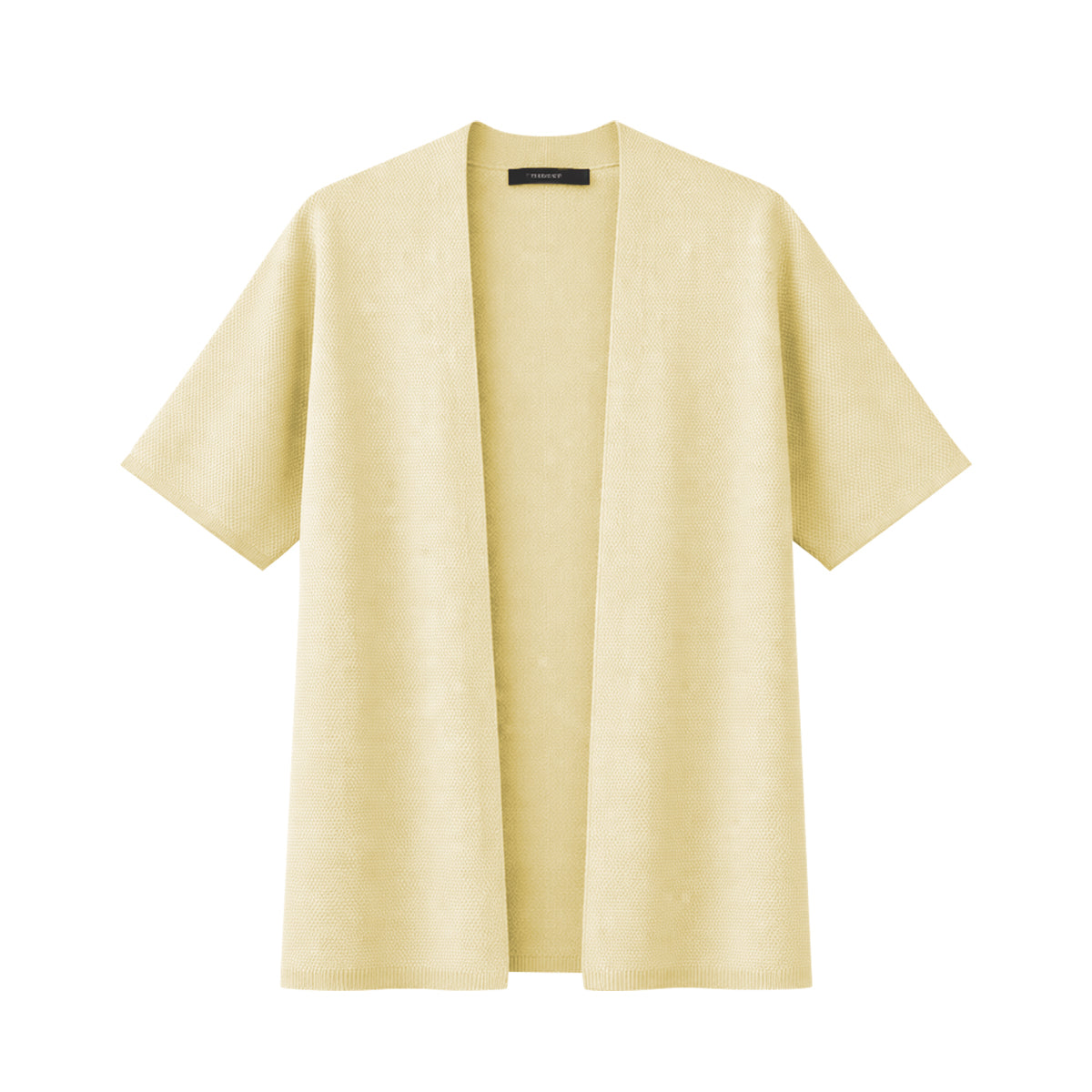 Womens Short Sleeve Textured Knit Open-Front Cardigan