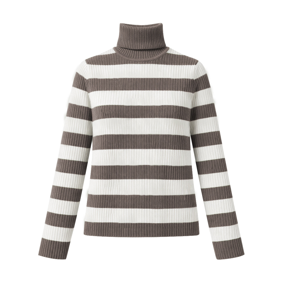 Womens Ribbed Striped Soft Knit Turtleneck Sweater