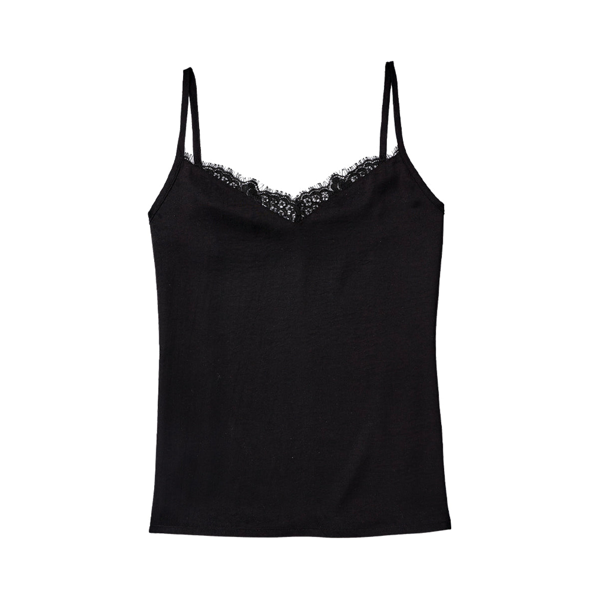 Womens Lace Trim Adjustable Straps V-Neck Camisole Tank Top