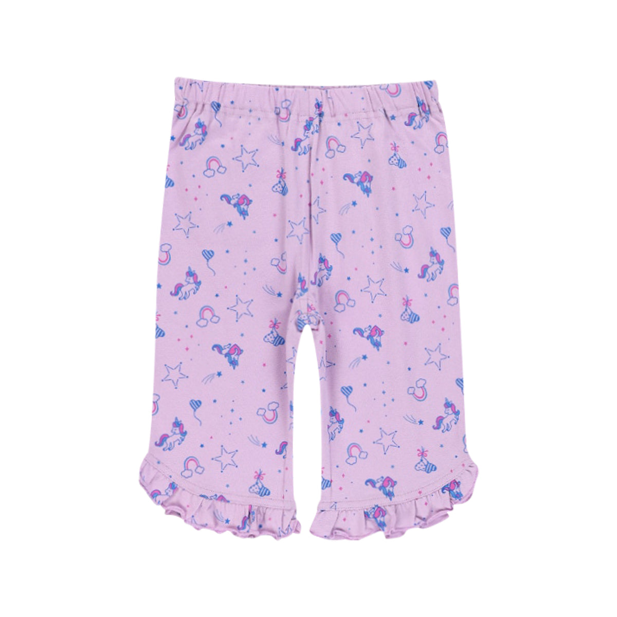 Girls Cotton Hem Ruffle Knit Summer Half Leggings
