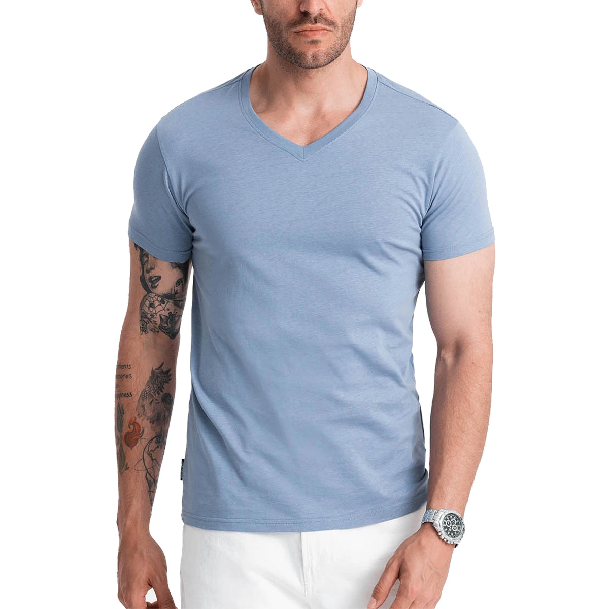 Men's Short Sleeve V-Neck Cotton T-Shirt