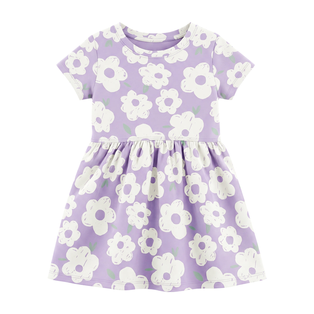 Girls Cotton Printed Short Sleeve Casual Frock Dress