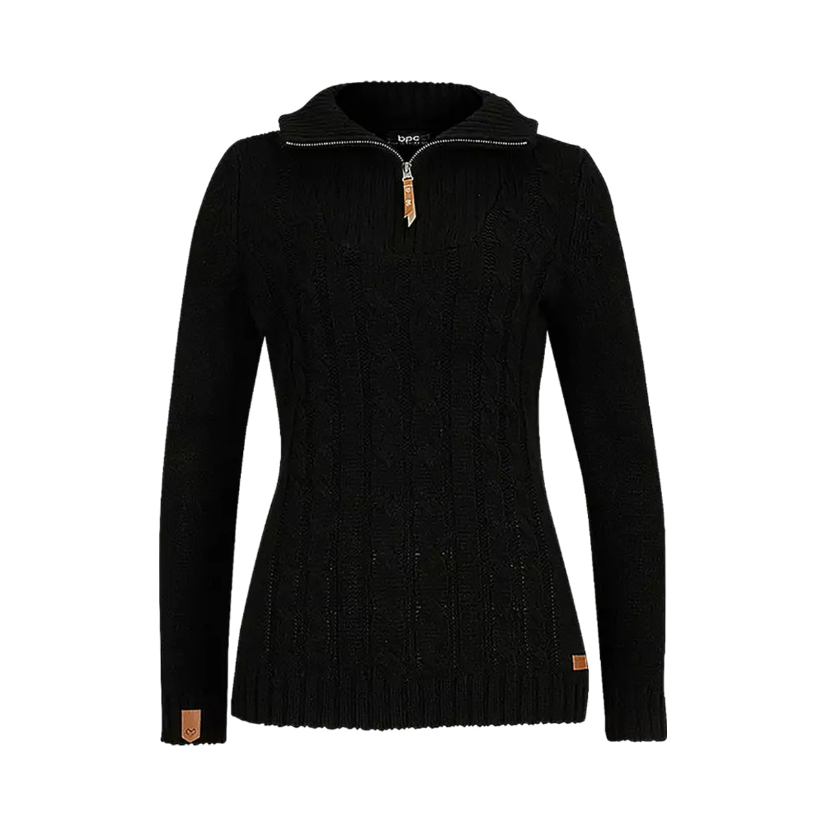 Womens Cable Knit Quarter Zip Pullover Sweater