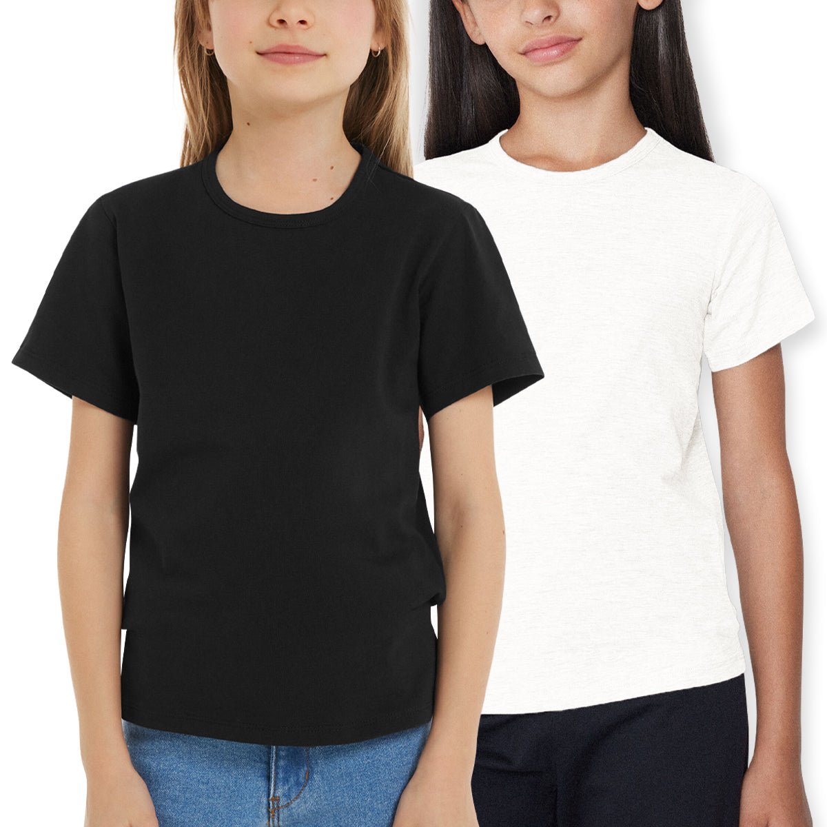 Pack of 2 Girls Basic Round Neck Cotton Undershirt