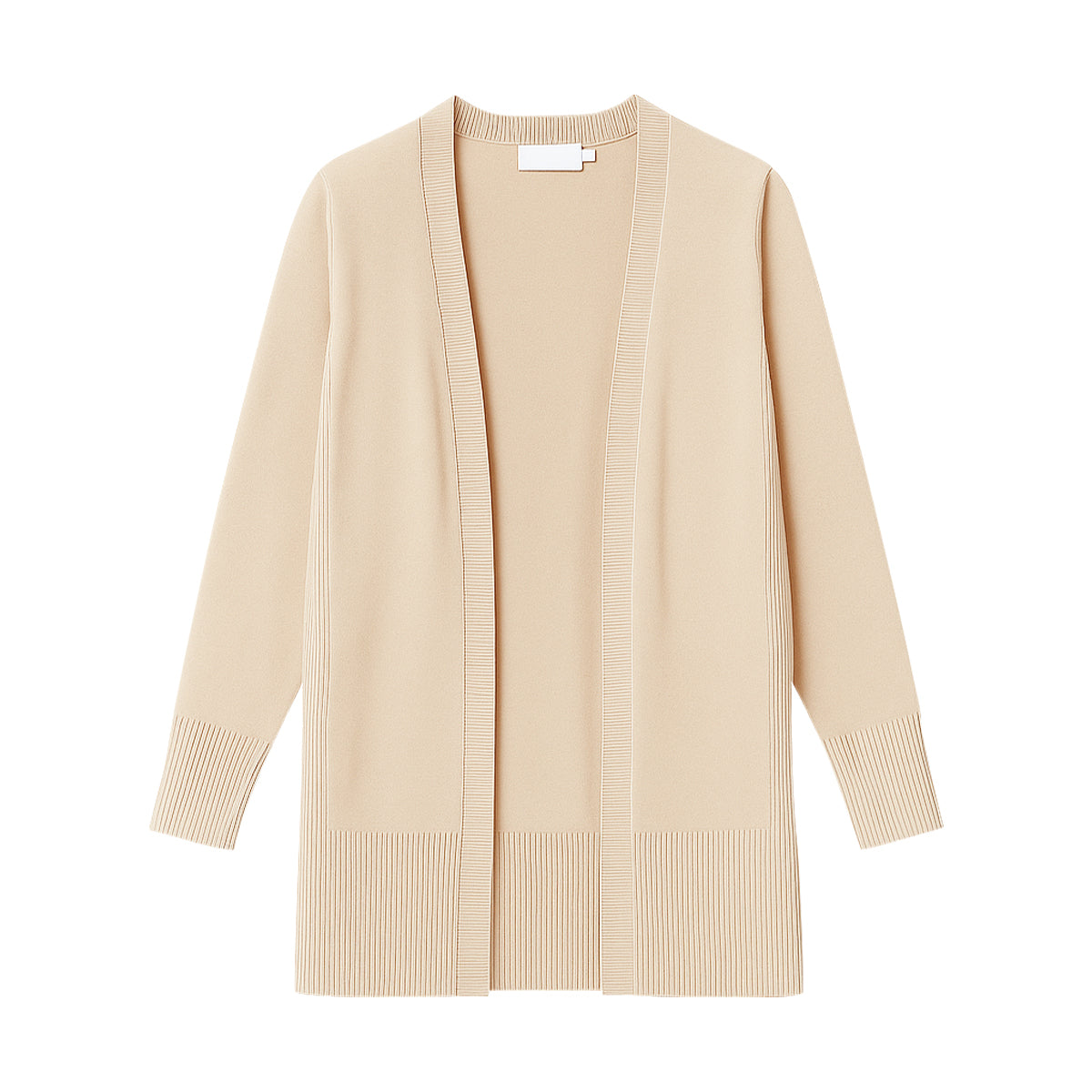 Womens Classic Open-Front Ribbed Hem Knit Cardigan