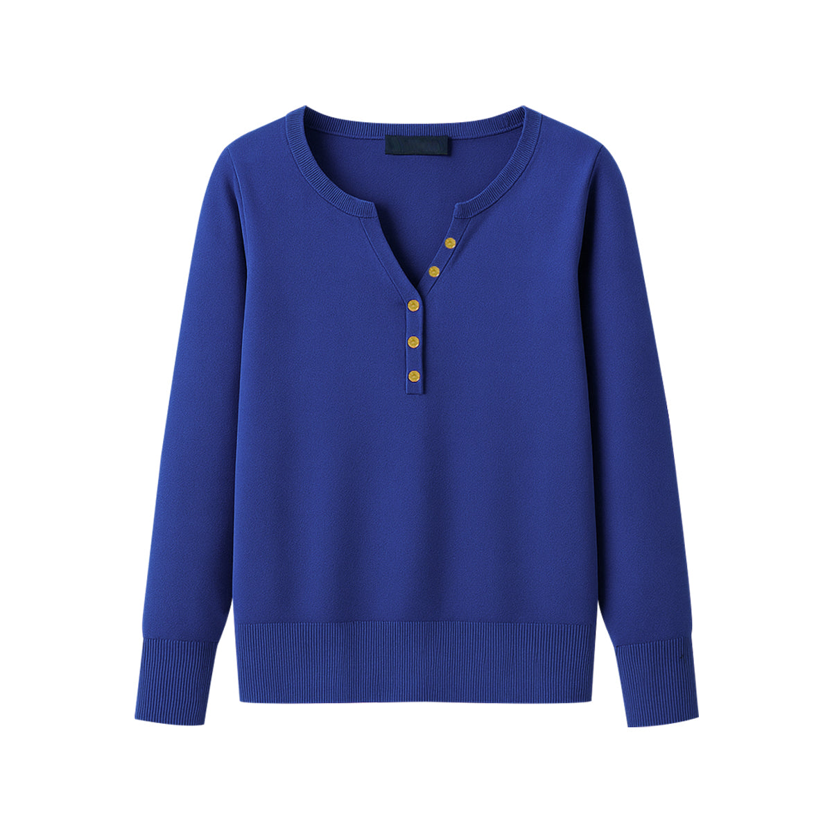 Womens Premium Long Sleeve Soft Knit Henley Sweater