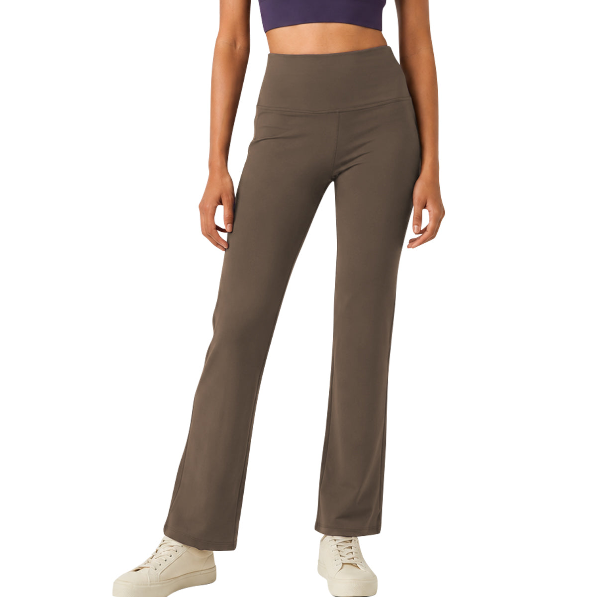 Womens High Rise Dry Fit Flare Yoga Leggings With Pockets