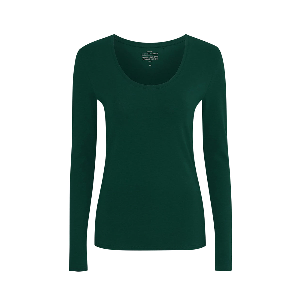 Womens Scoop Neck Long Sleeve Cotton Jersey T-Shirt