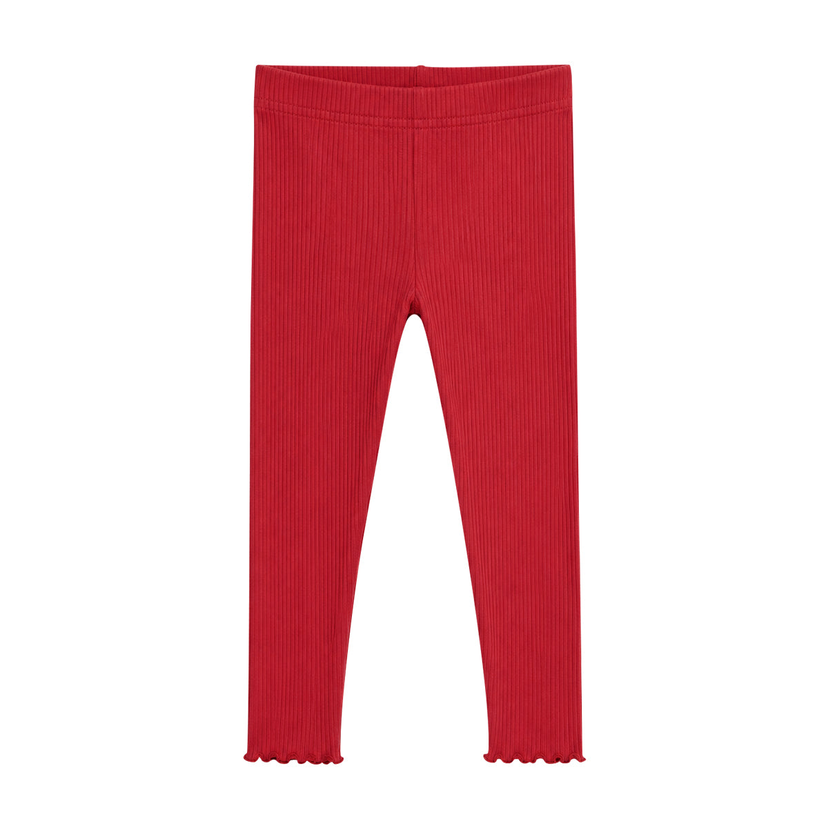Girls Ribbed Soft Cotton Ruffle Hem Leggings