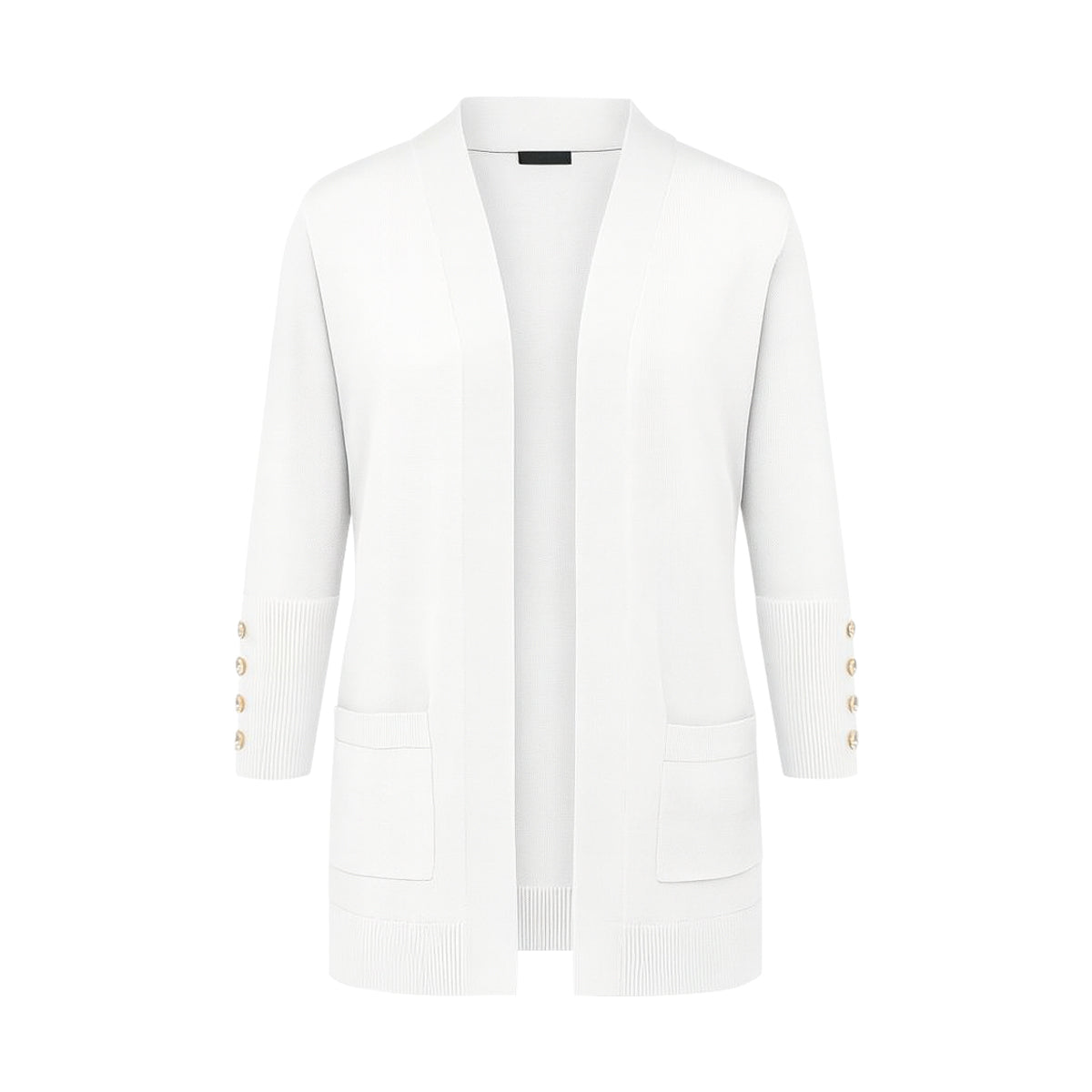 Womens Premium Knit Button-Sleeve Long Open Front Cardigan