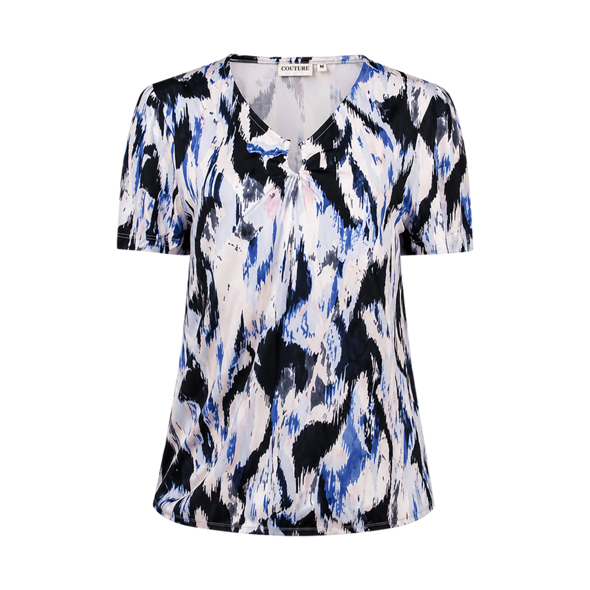 Womens Printed V-Neck Soft Stretch Casual Short Sleeve T-Shirt