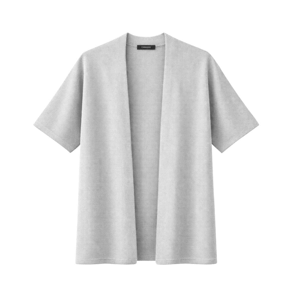 Womens Short Sleeve Textured Knit Open-Front Cardigan