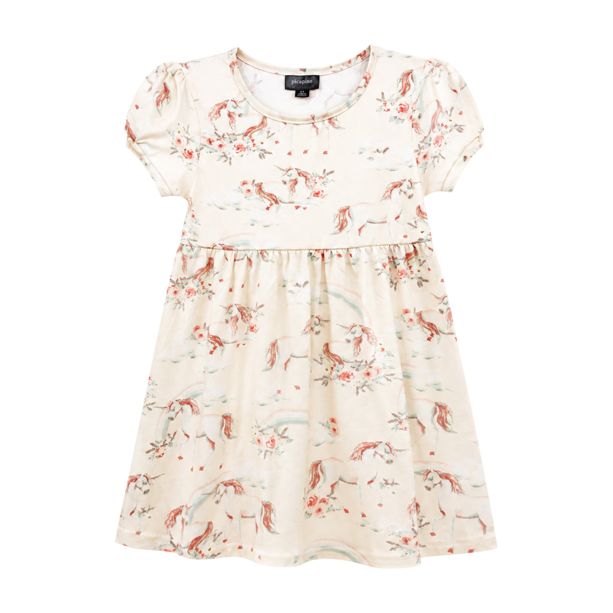Girls Round Neck Printed Casual Short Sleeve Frock