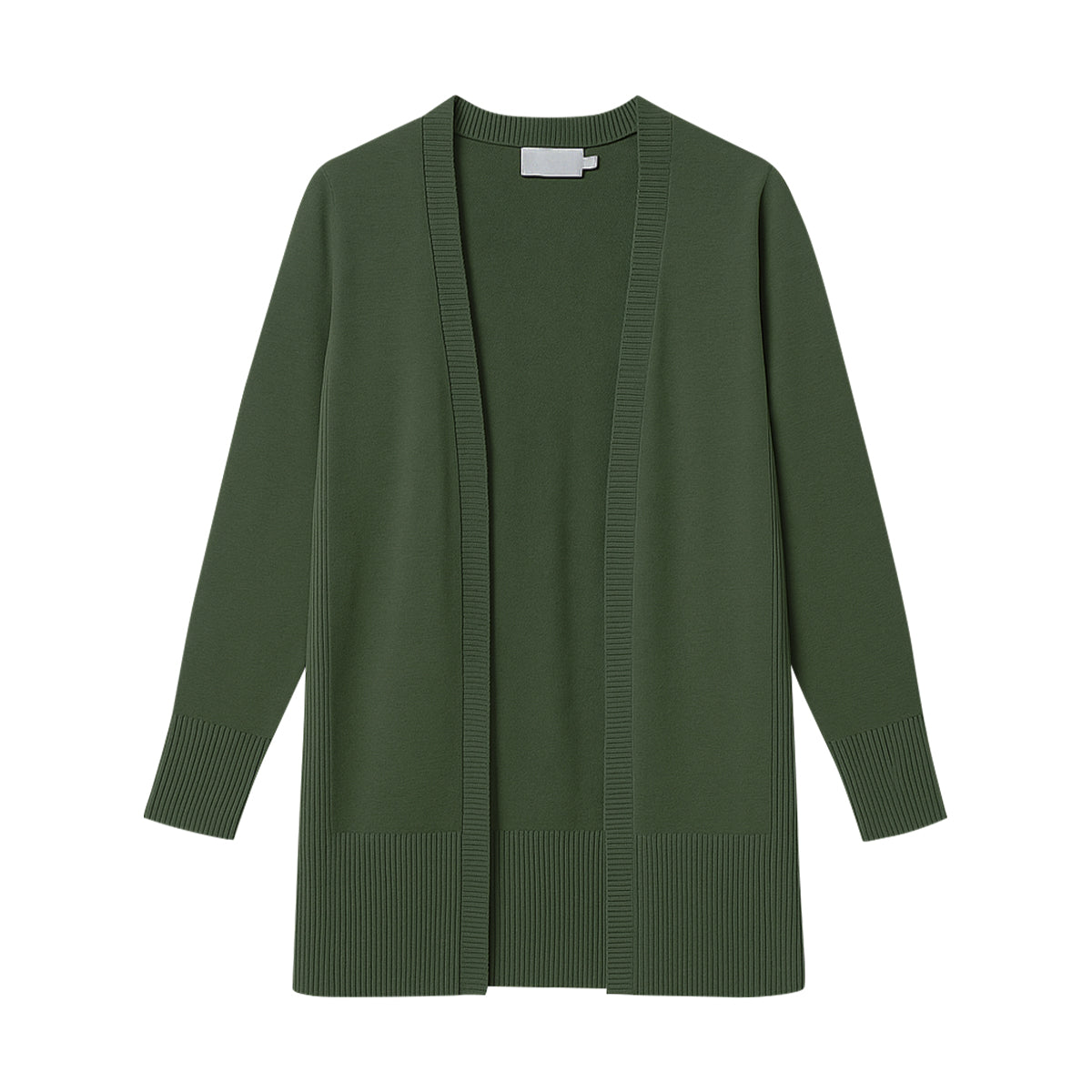 Womens Classic Open-Front Ribbed Hem Knit Cardigan