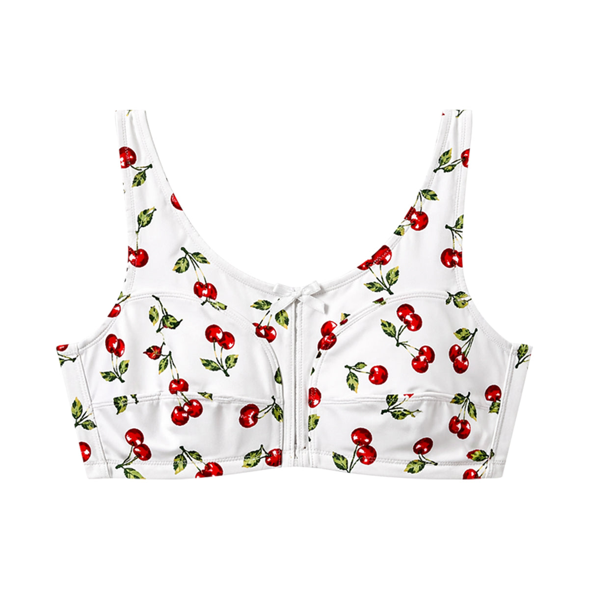 Womens Plus Size Printed Wireless Back Close Adjustable Straps Bra