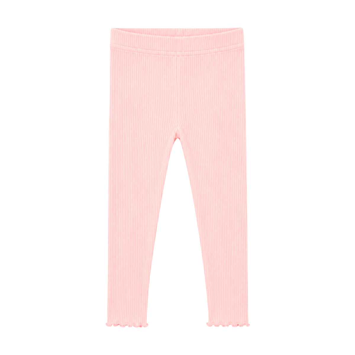 Girls Ribbed Soft Cotton Ruffle Hem Leggings