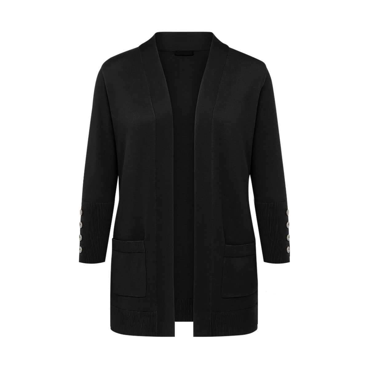 Womens Premium Knit Button-Sleeve Long Open Front Cardigan