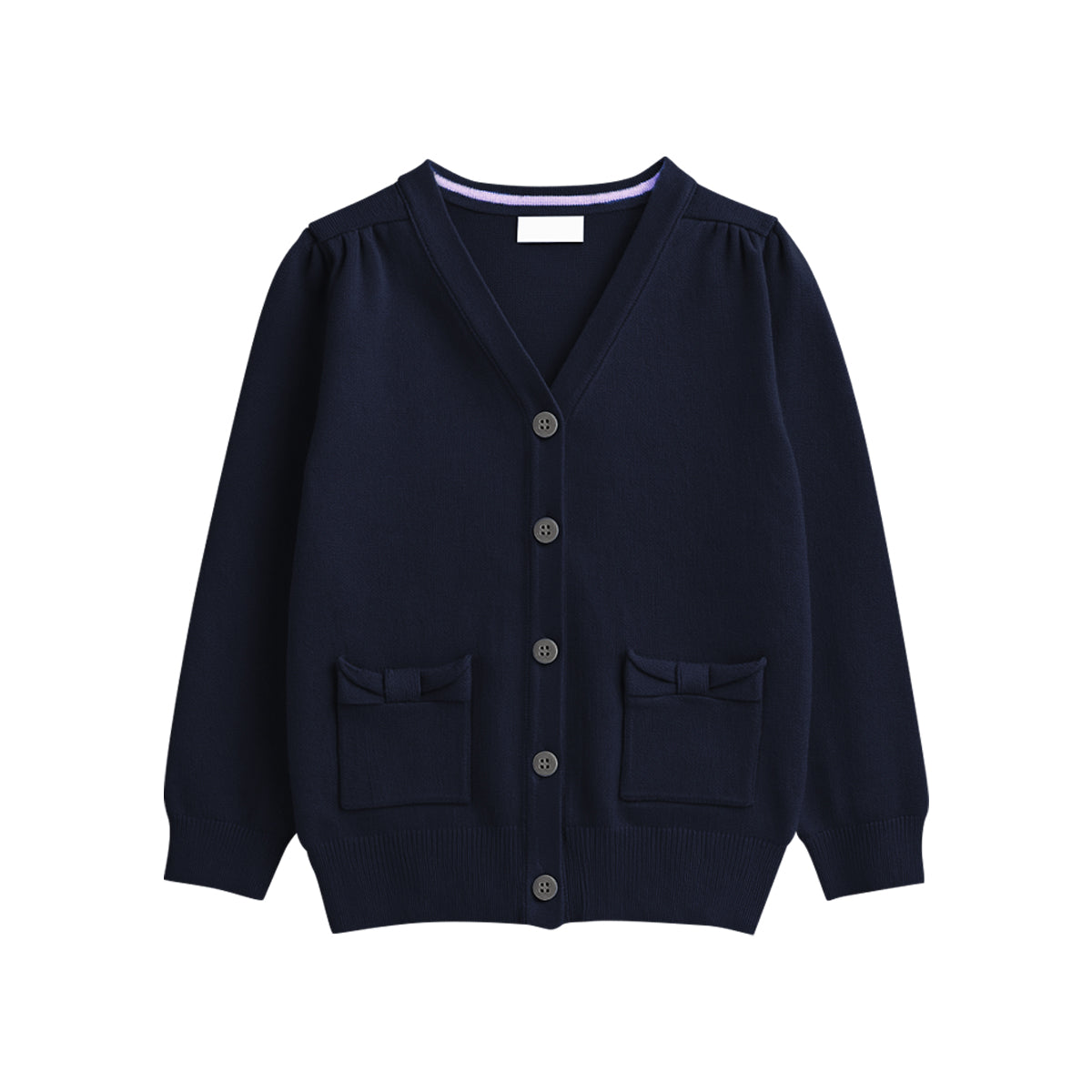 Girls Cotton Knitted Cardigan Sweater With Pocket