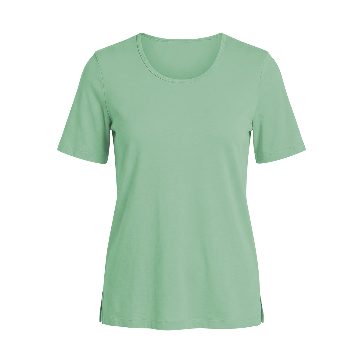 Womens Side Slit Scoop Neck Cotton T-Shirt