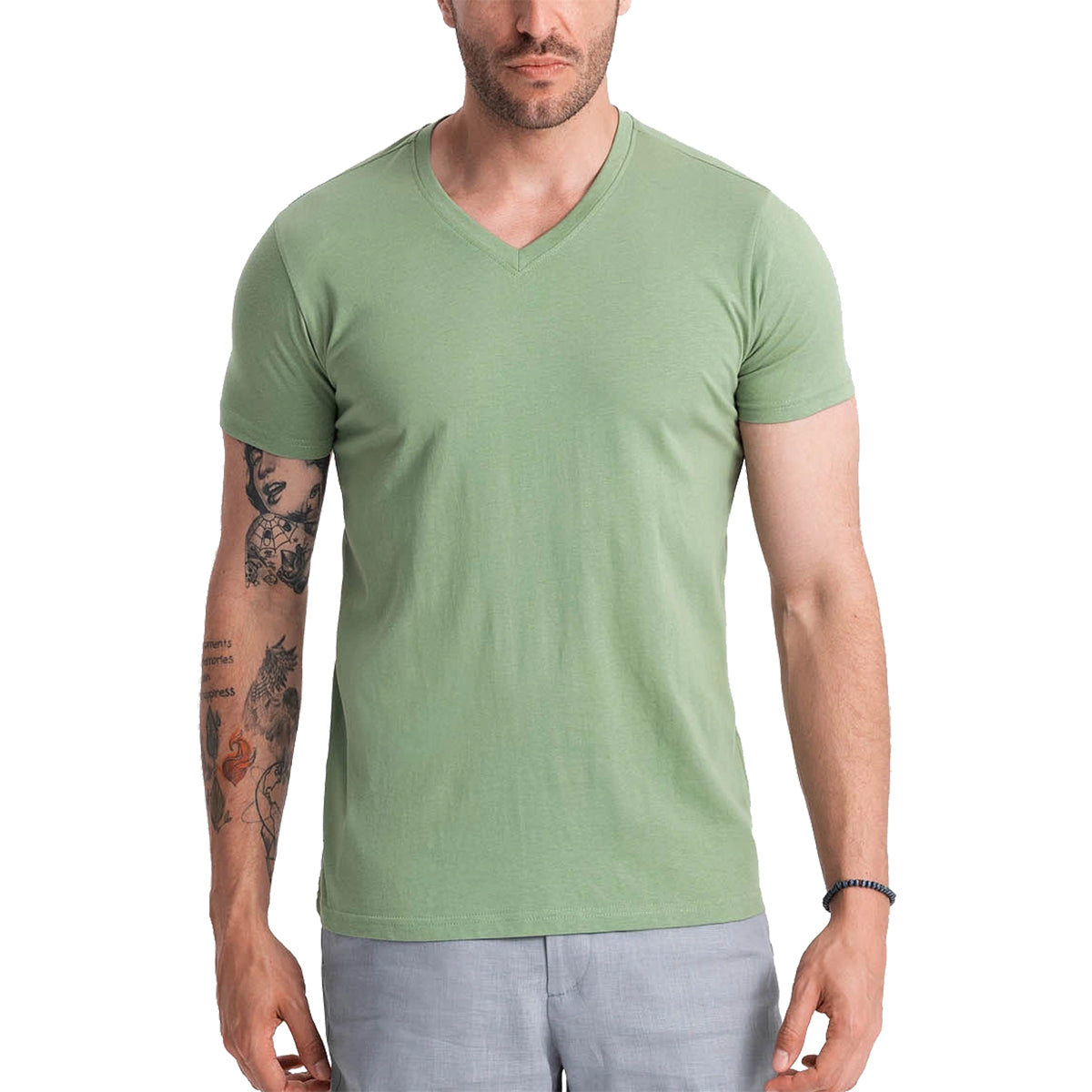 Men's Short Sleeve V-Neck Cotton T-Shirt