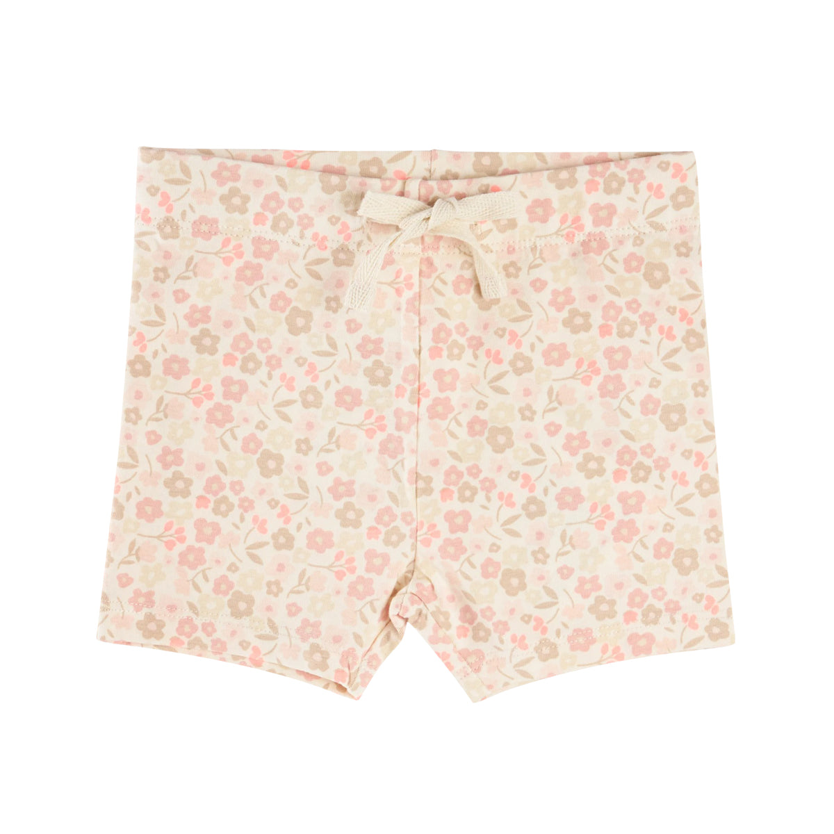 Baby Girls Soft Stretch Cotton Print Bike Shorts With Drawstring