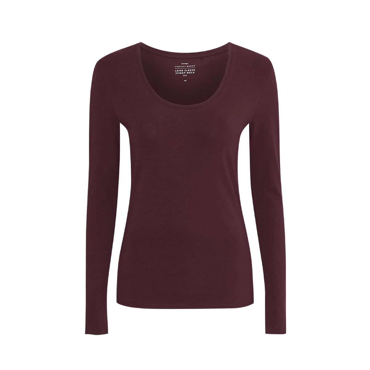 Womens Scoop Neck Long Sleeve Cotton Jersey T-Shirt