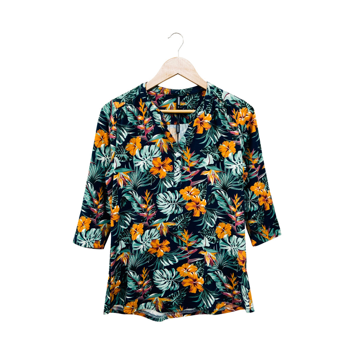 Ladies ¾ Sleeve Soft Floral Casual Top