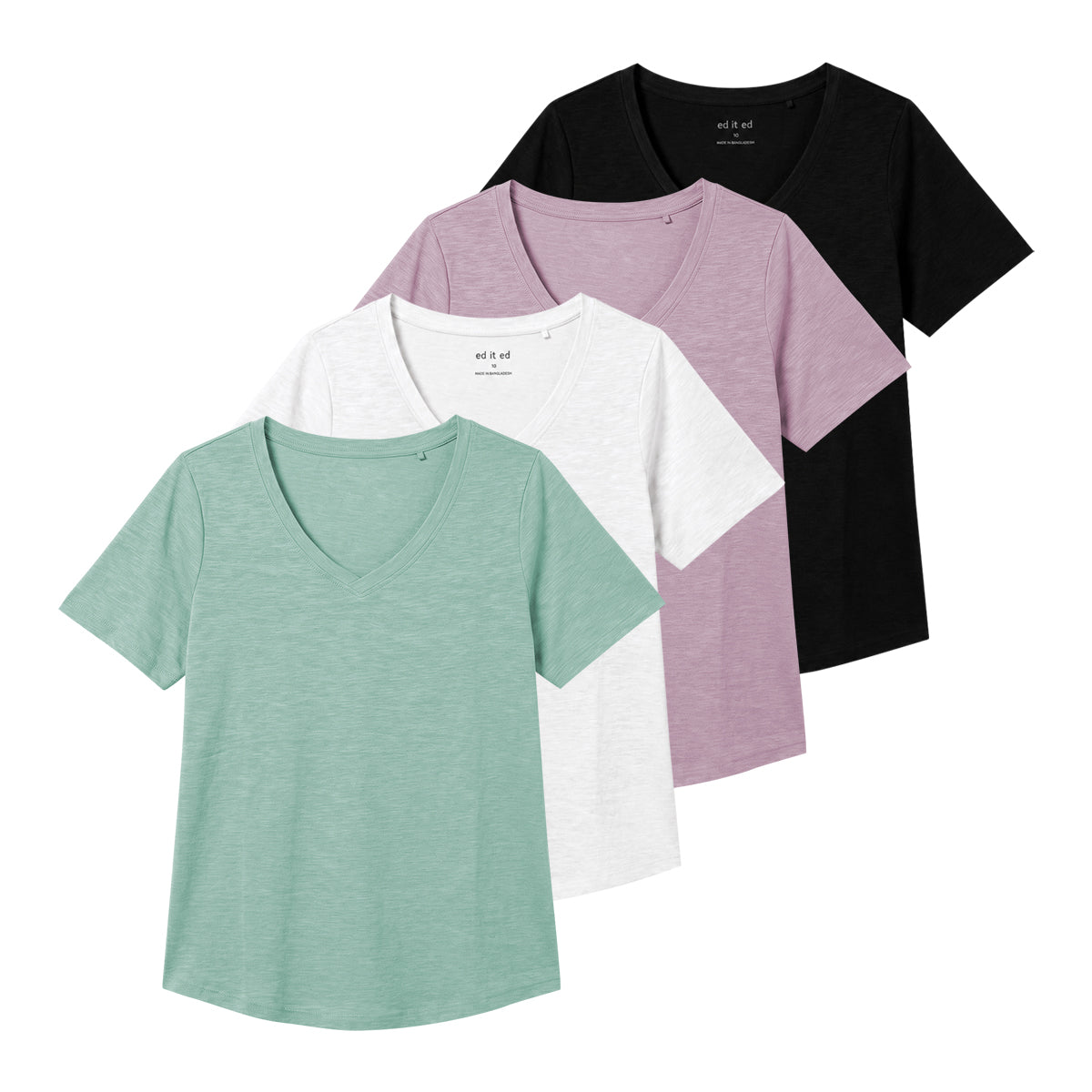 Ladies Short Sleeve V-Neck Cotton T-Shirt