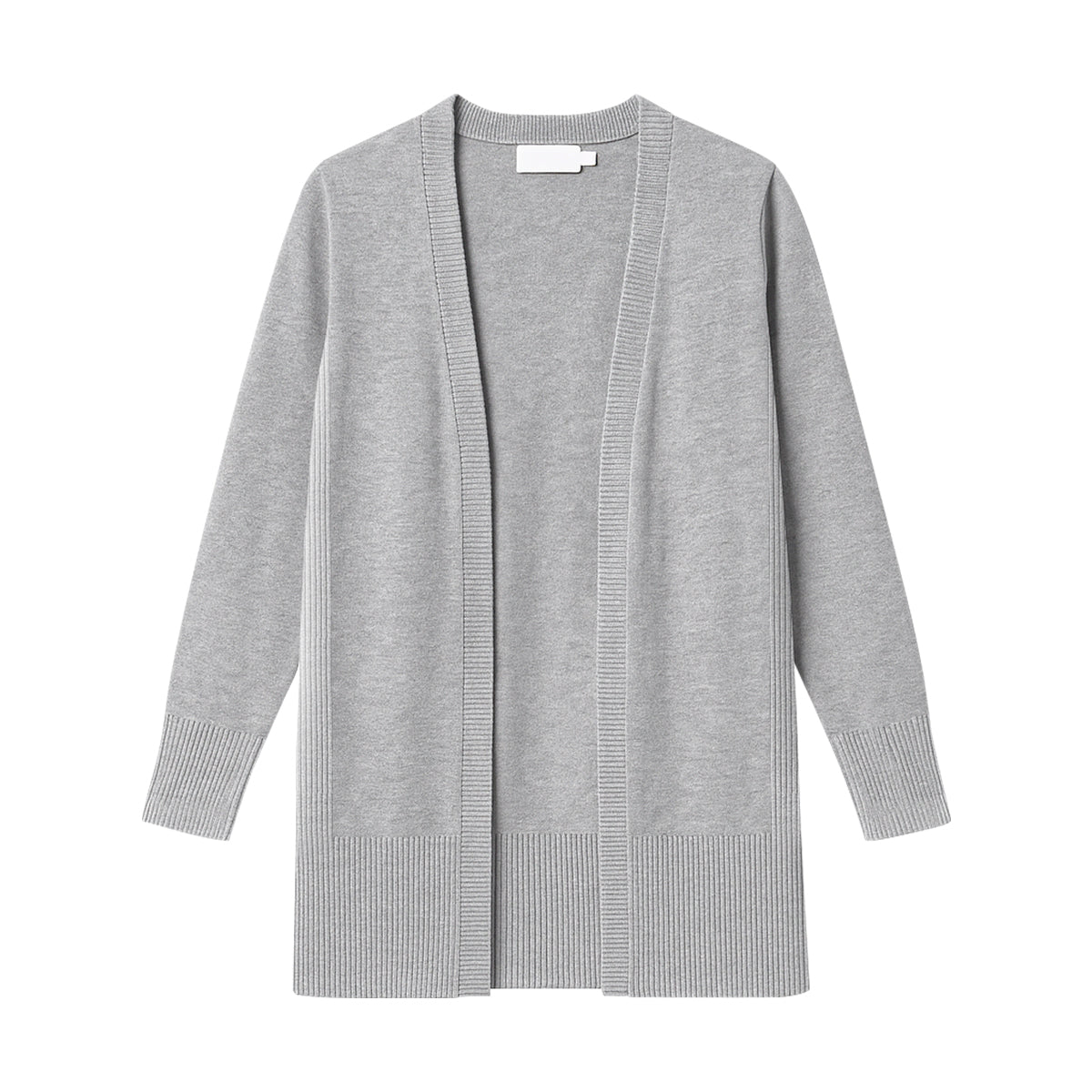 Womens Classic Open-Front Ribbed Hem Knit Cardigan