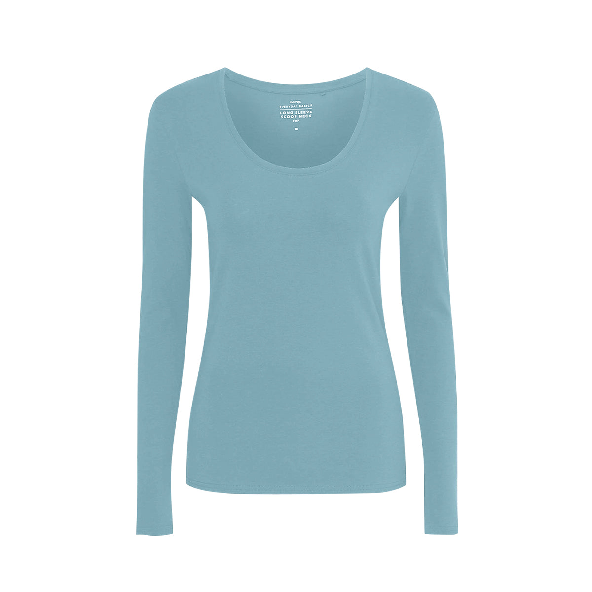 Womens Scoop Neck Long Sleeve Cotton Jersey T-Shirt