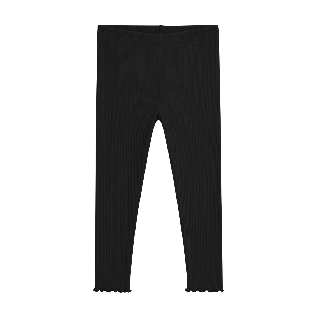 Girls Ribbed Soft Cotton Ruffle Hem Leggings
