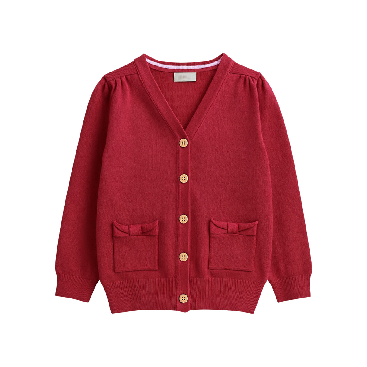 Girls Cotton Knitted Cardigan Sweater With Pocket