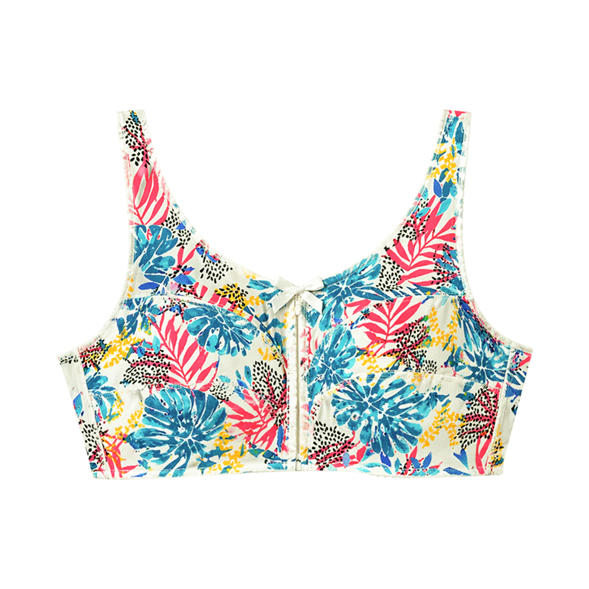 Womens Plus Size Printed Wireless Back Close Adjustable Straps Bra