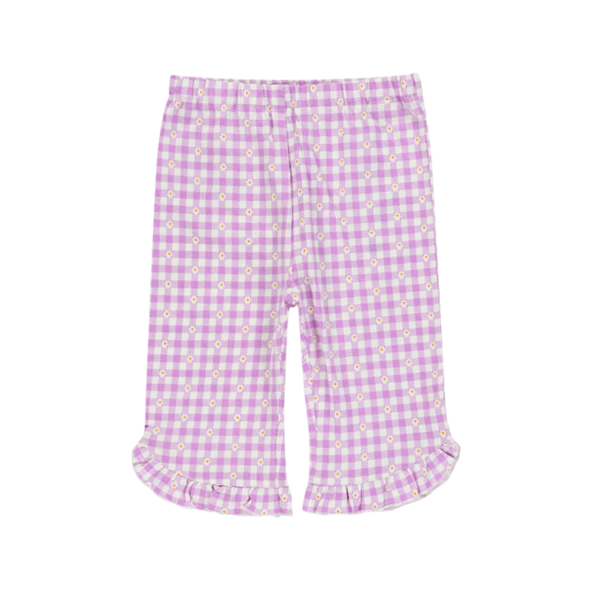 Girls Cotton Hem Ruffle Knit Summer Half Leggings