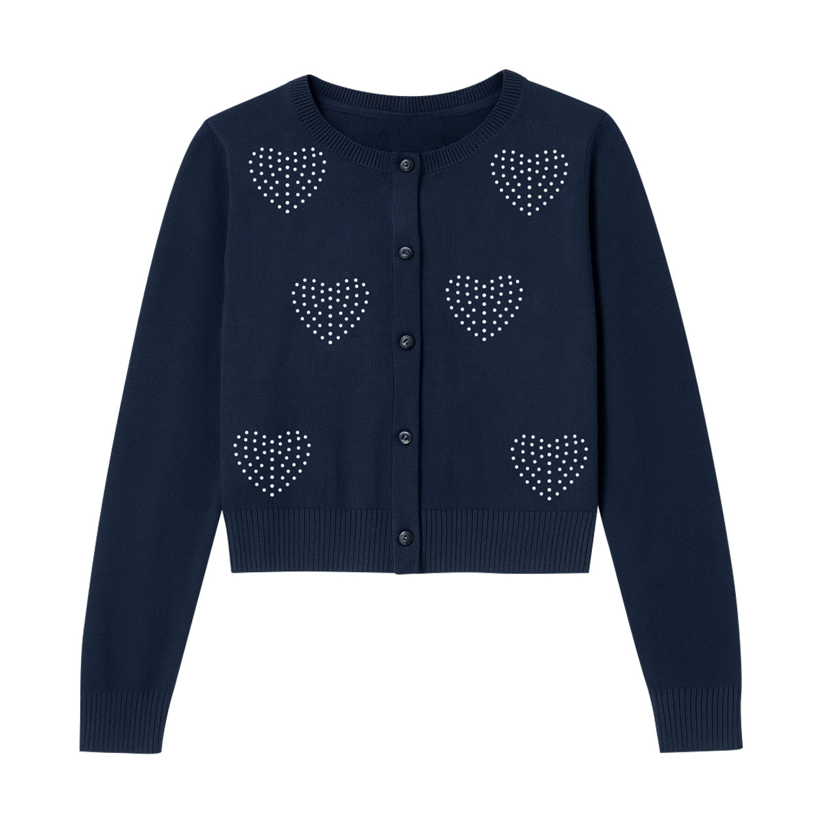 Girls Premium Rhinestone Knit Button Cardigan