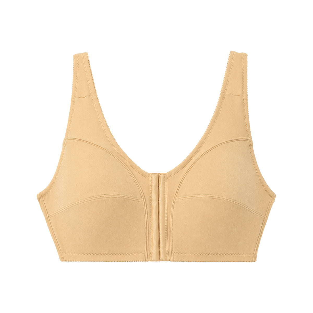 Womens Plus Size Solid Wireless Front Close Adjustable Straps Bra