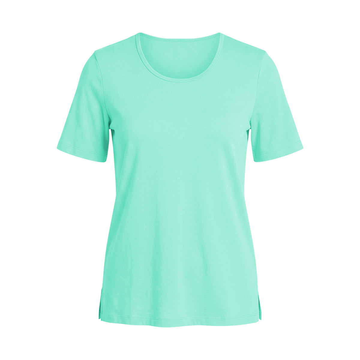 Womens Side Slit Scoop Neck Cotton T-Shirt