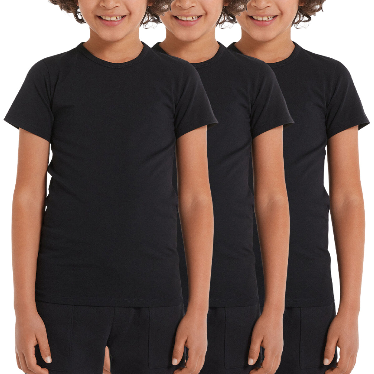 Pack of 3 Kids Basic Round Neck Cotton T-Shirt