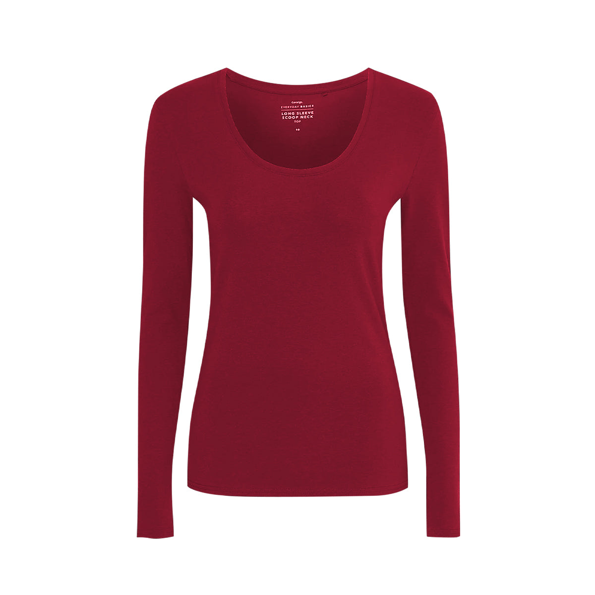 Womens Scoop Neck Long Sleeve Cotton Jersey T-Shirt