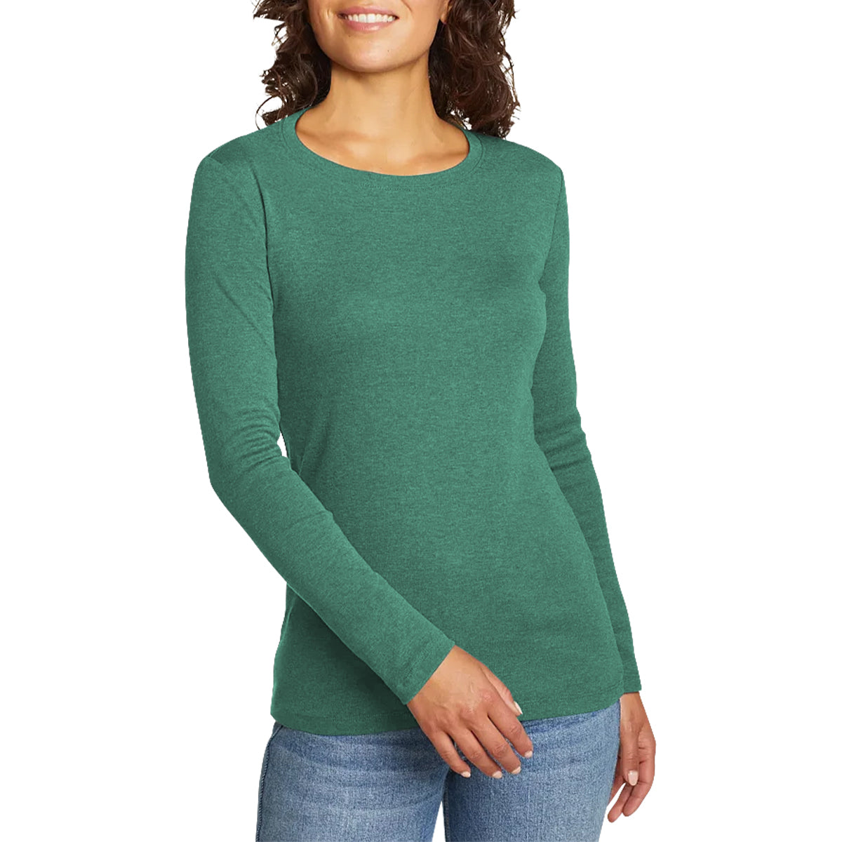 Womens Long Sleeve Pullover Round-Neck T-Shirt