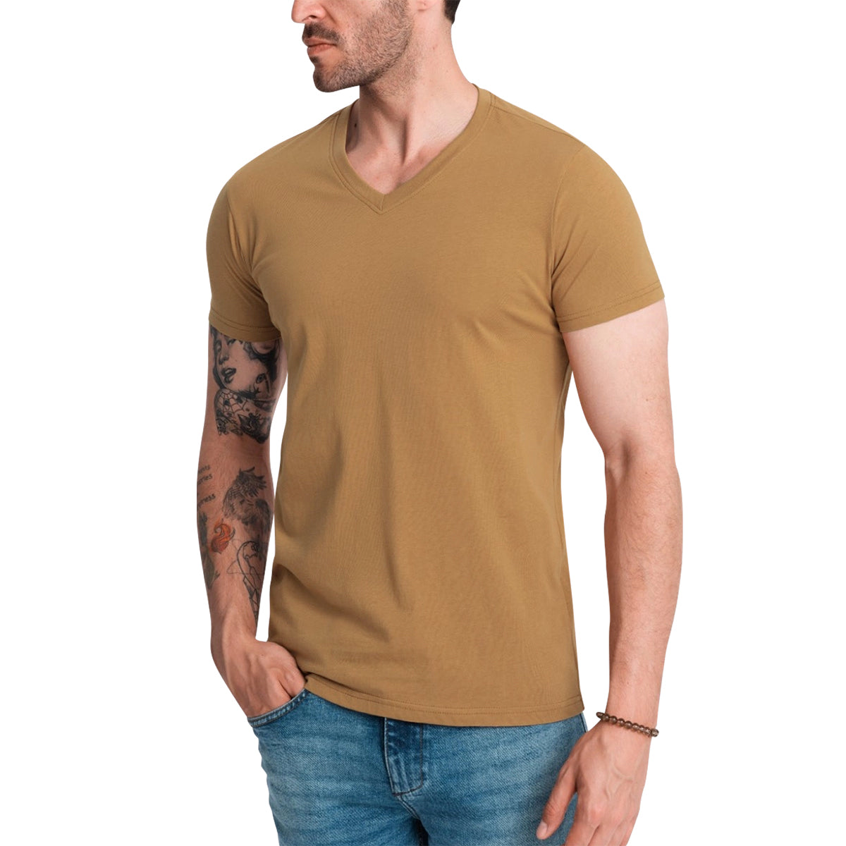 Men's Short Sleeve V-Neck Cotton T-Shirt