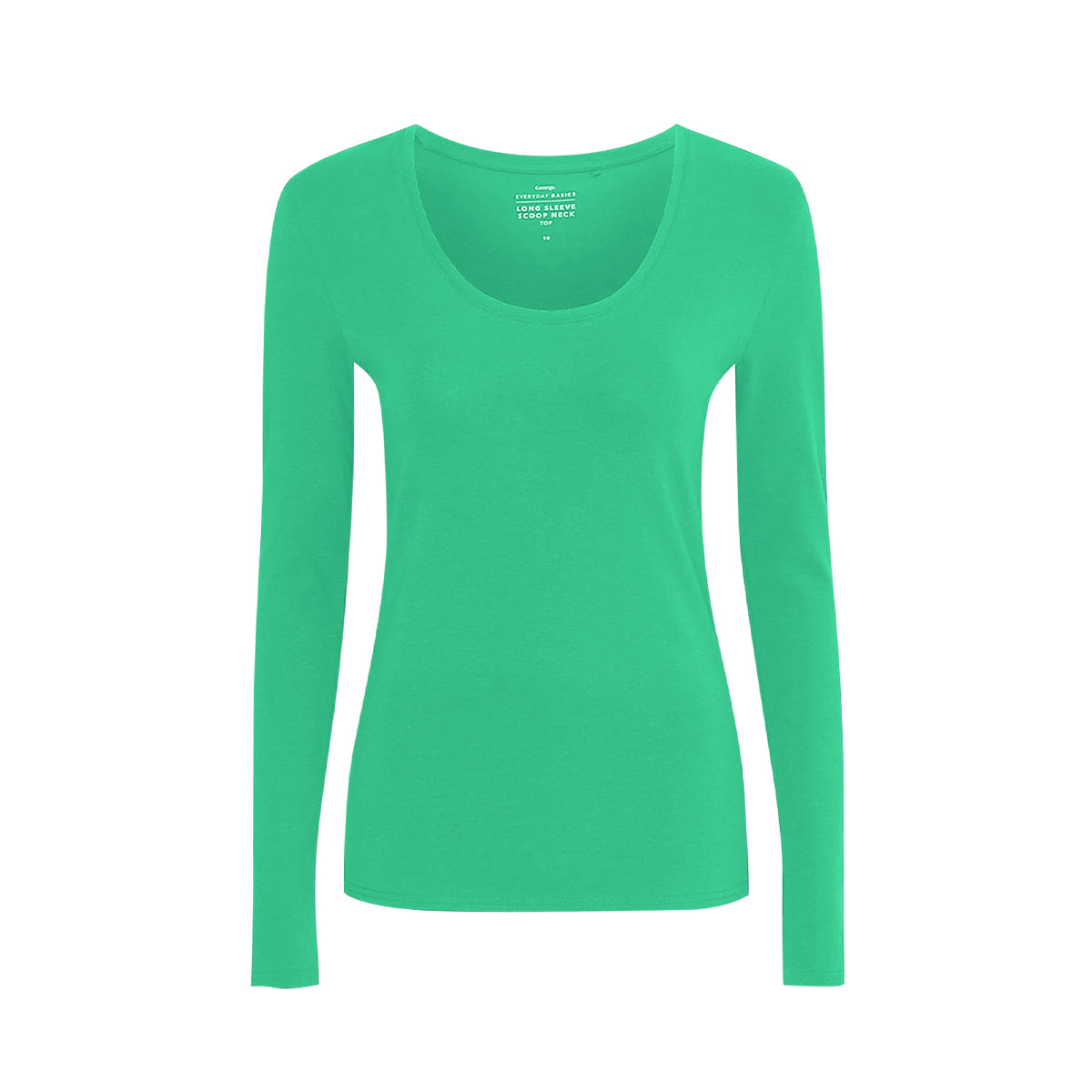 Womens Scoop Neck Long Sleeve Cotton Jersey T-Shirt