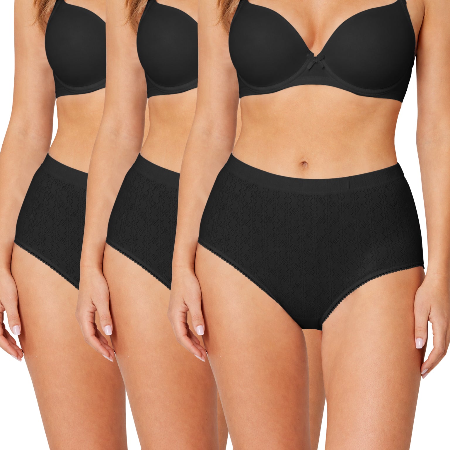 Pack of 3 Womens High Waist Cotton Brief Full Coverage Panty