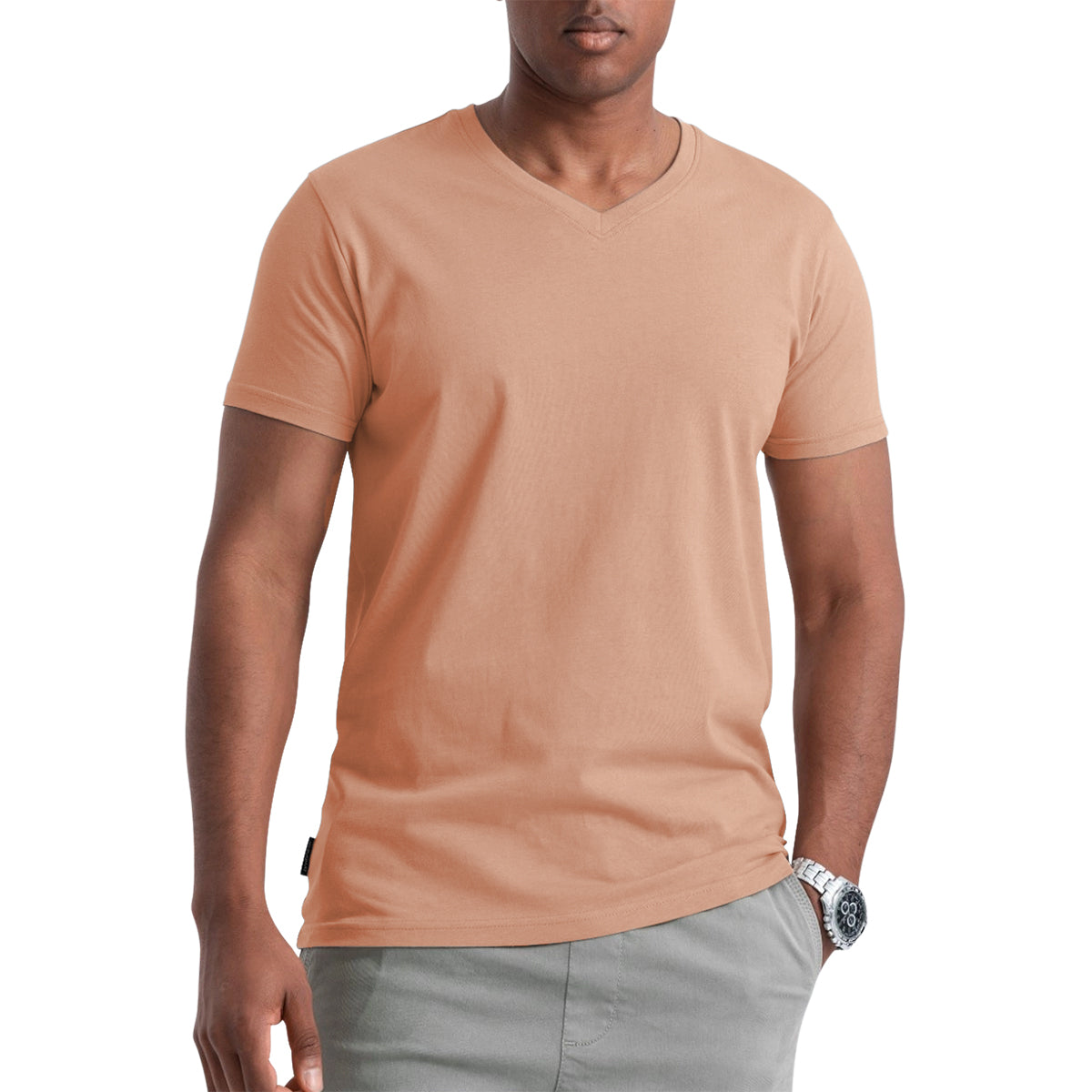 Men's Short Sleeve V-Neck Cotton T-Shirt