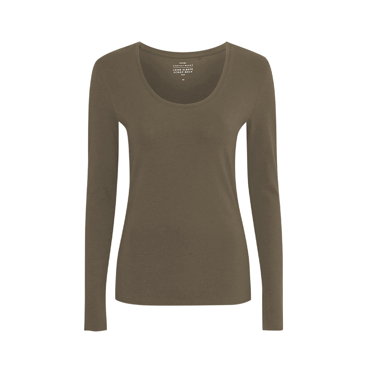 Womens Scoop Neck Long Sleeve Cotton Jersey T-Shirt