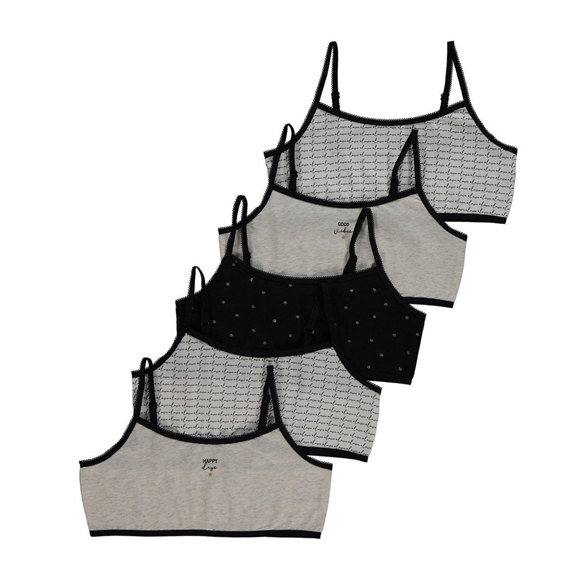 Pack of 3 Assorted Cotton Girls Bra with Adjustable Straps