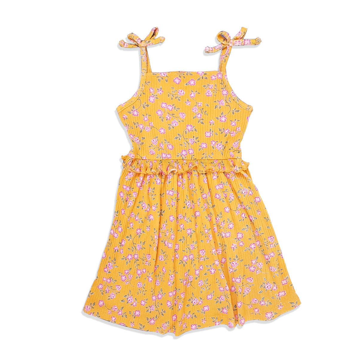 Girls Summer Sleeveless Frock Ruffle Trim Soft Play Dresses