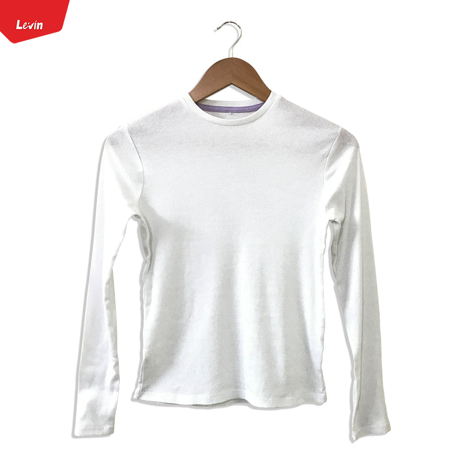 Girls Cotton Ribbed Round Neck Long Sleeve Solid T-Shirts
